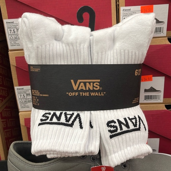 Vans Socks 6 pairs set CREW VANS.
"OFF THE WALL" White/Black 
NWT - Picture 2 of 16